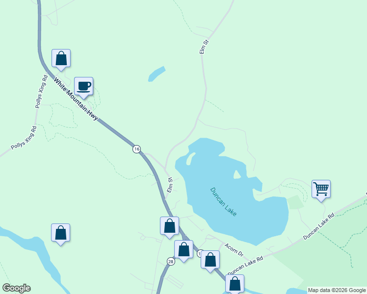 map of restaurants, bars, coffee shops, grocery stores, and more near 38 Elm Street in Ossipee