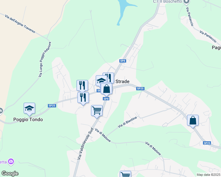map of restaurants, bars, coffee shops, grocery stores, and more near Strada Provinciale 8 della Val di Nievole in Quattro Strade