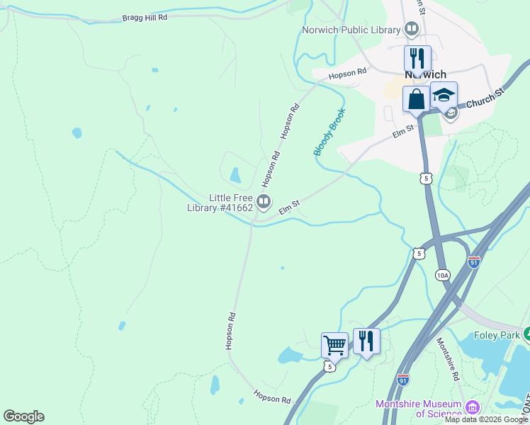 map of restaurants, bars, coffee shops, grocery stores, and more near 186 Hopson Road in Norwich