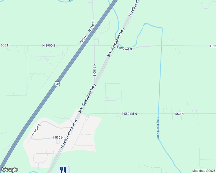 map of restaurants, bars, coffee shops, grocery stores, and more near 570 4107 East in Rigby