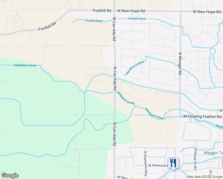 map of restaurants, bars, coffee shops, grocery stores, and more near 23189 North Can Ada Road in Star