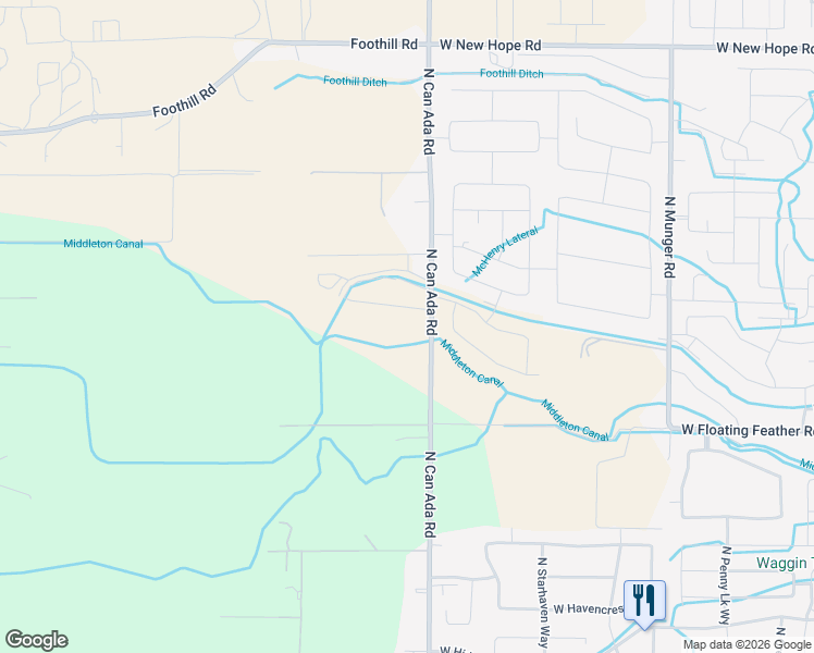 map of restaurants, bars, coffee shops, grocery stores, and more near 23189 North Can Ada Road in Star