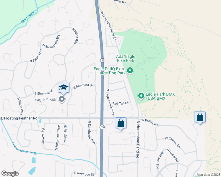 map of restaurants, bars, coffee shops, grocery stores, and more near 2921 East Fern Brook Drive in Eagle