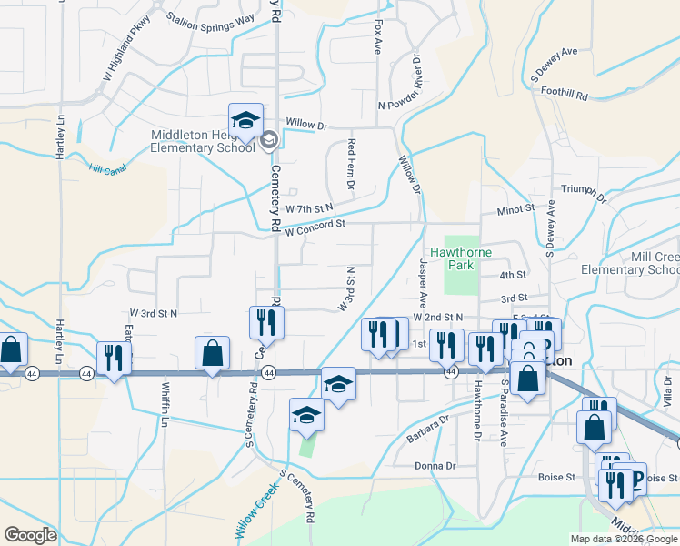 map of restaurants, bars, coffee shops, grocery stores, and more near 463 Elm Street in Middleton