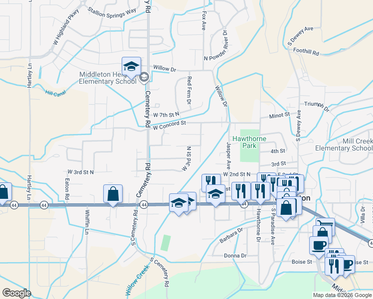 map of restaurants, bars, coffee shops, grocery stores, and more near 463 Elm Street in Middleton
