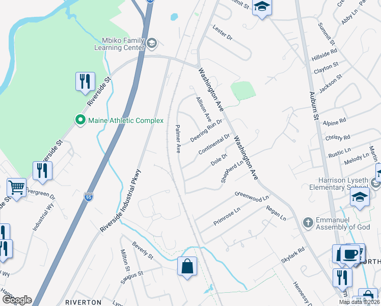 map of restaurants, bars, coffee shops, grocery stores, and more near 81 Continental Drive in Portland