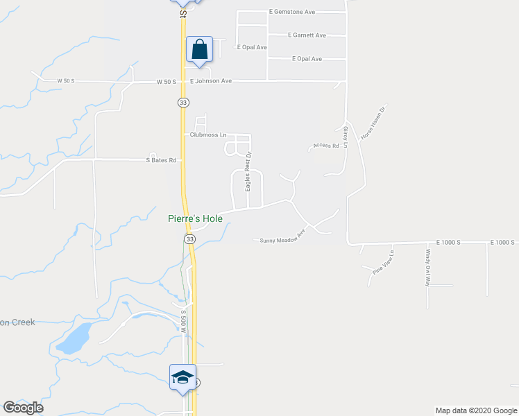 map of restaurants, bars, coffee shops, grocery stores, and more near Creekside Meadows Avenue in Driggs