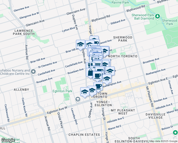 map of restaurants, bars, coffee shops, grocery stores, and more near in Toronto