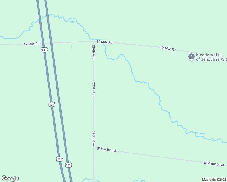 map of restaurants, bars, coffee shops, grocery stores, and more near 16698 220th Avenue in Big Rapids