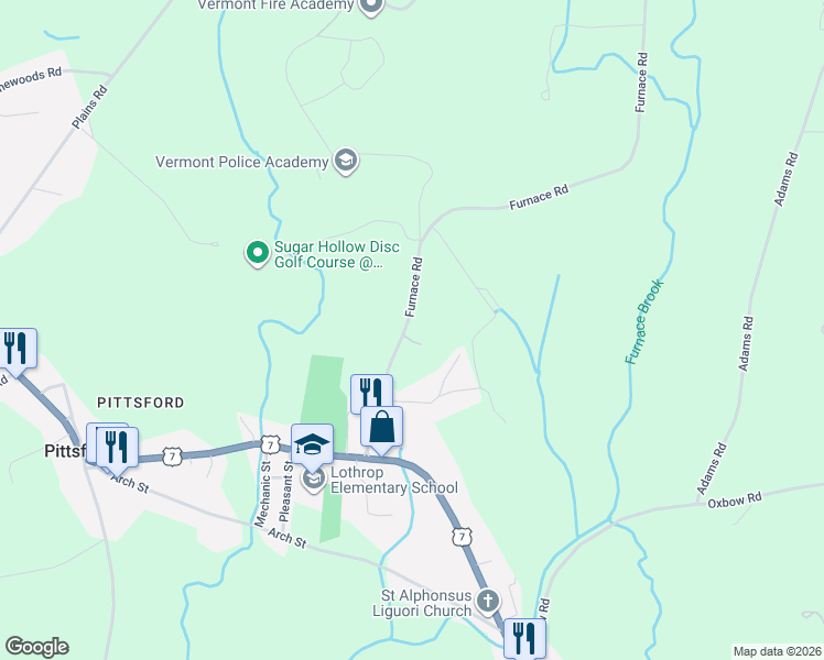 map of restaurants, bars, coffee shops, grocery stores, and more near 268 Furnace Road in Pittsford