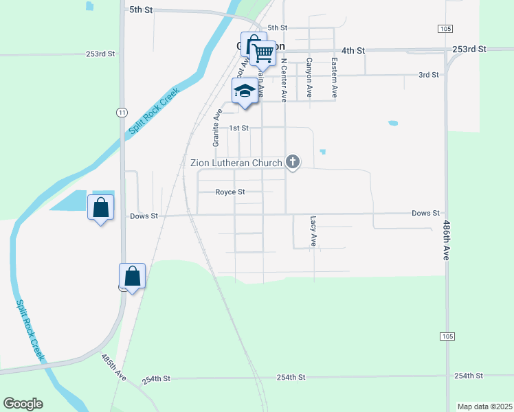map of restaurants, bars, coffee shops, grocery stores, and more near 112 North Main Avenue in Garretson