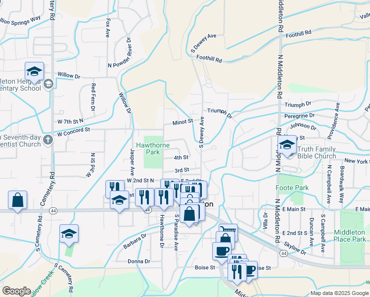 map of restaurants, bars, coffee shops, grocery stores, and more near 408 Duke Avenue in Middleton