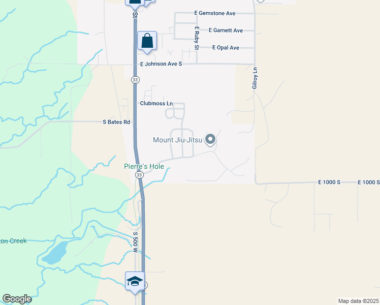 map of restaurants, bars, coffee shops, grocery stores, and more near 677 Streamside Street in Driggs