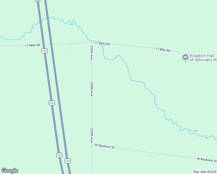 map of restaurants, bars, coffee shops, grocery stores, and more near 16698 220th Avenue in Big Rapids