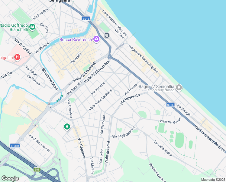 map of restaurants, bars, coffee shops, grocery stores, and more near 20 Via Antonio Gramsci in Senigallia