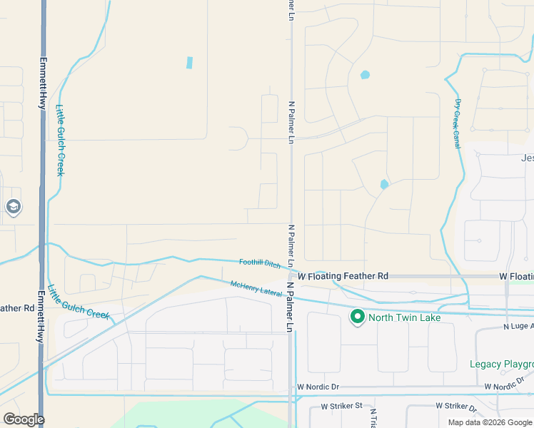 map of restaurants, bars, coffee shops, grocery stores, and more near 1833 North Palmer Lane in Eagle