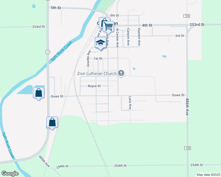 map of restaurants, bars, coffee shops, grocery stores, and more near 112 North Main Avenue in Garretson