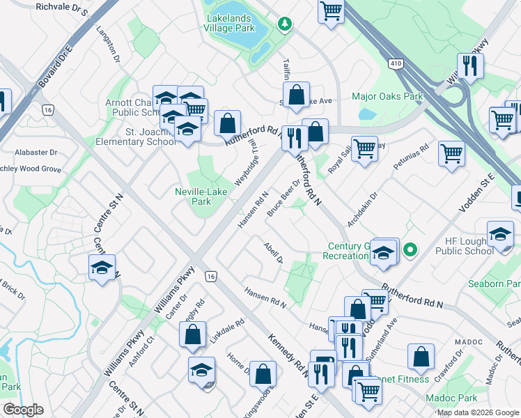 map of restaurants, bars, coffee shops, grocery stores, and more near in Brampton