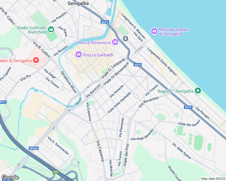 map of restaurants, bars, coffee shops, grocery stores, and more near 2 Via Amendola in Senigallia