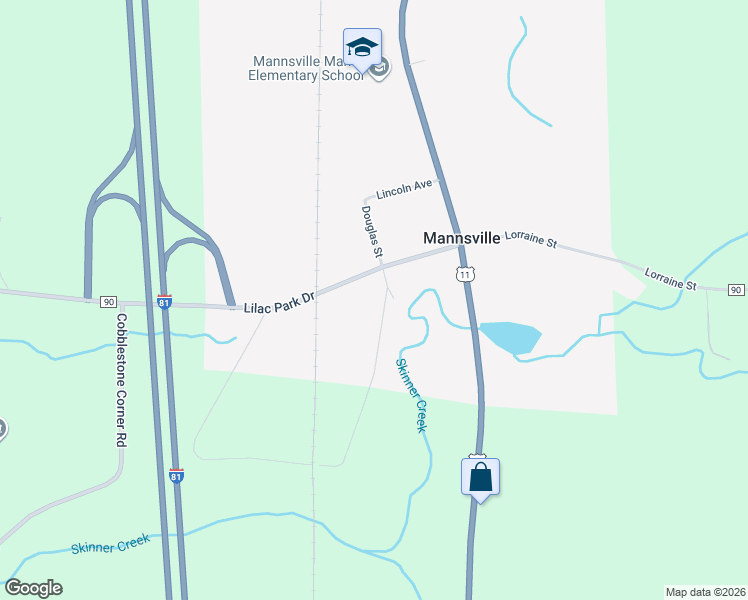 map of restaurants, bars, coffee shops, grocery stores, and more near 117 Lilac Park Drive in Mannsville