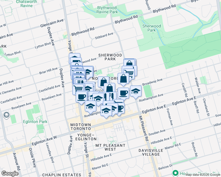 map of restaurants, bars, coffee shops, grocery stores, and more near 220 Redpath Avenue in Toronto