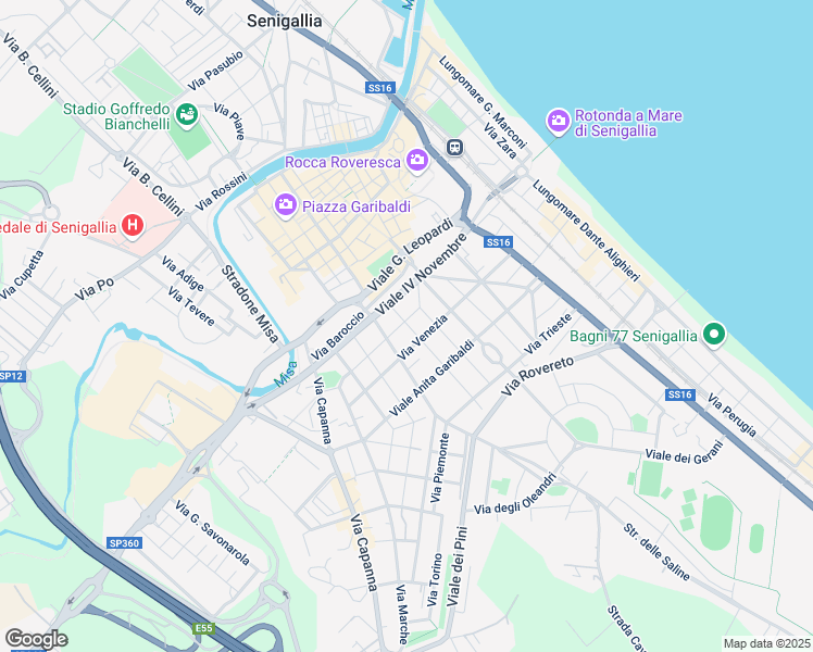 map of restaurants, bars, coffee shops, grocery stores, and more near 2 Via Amendola in Senigallia