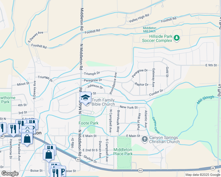map of restaurants, bars, coffee shops, grocery stores, and more near 749 Providence Avenue in Middleton