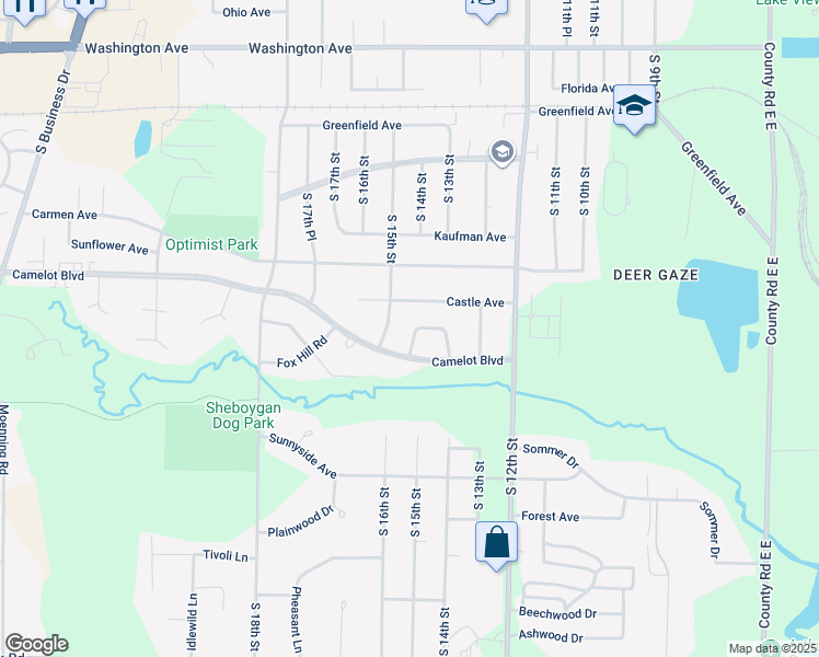 map of restaurants, bars, coffee shops, grocery stores, and more near 1366 Kings Court in Sheboygan