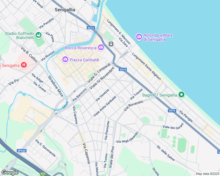 map of restaurants, bars, coffee shops, grocery stores, and more near 2 Via Fratelli Rosselli in Senigallia