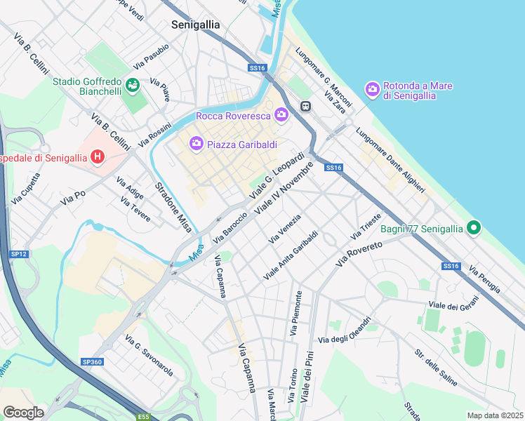map of restaurants, bars, coffee shops, grocery stores, and more near 2 Via Amendola in Senigallia