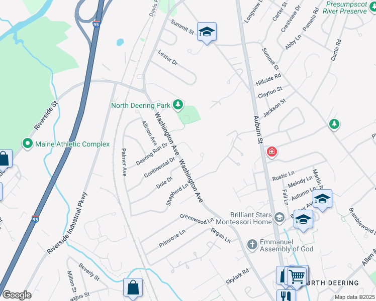 map of restaurants, bars, coffee shops, grocery stores, and more near 33 Smith Farm Lane in Portland