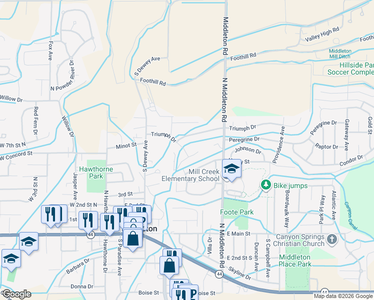 map of restaurants, bars, coffee shops, grocery stores, and more near 567 Triumph Drive in Middleton