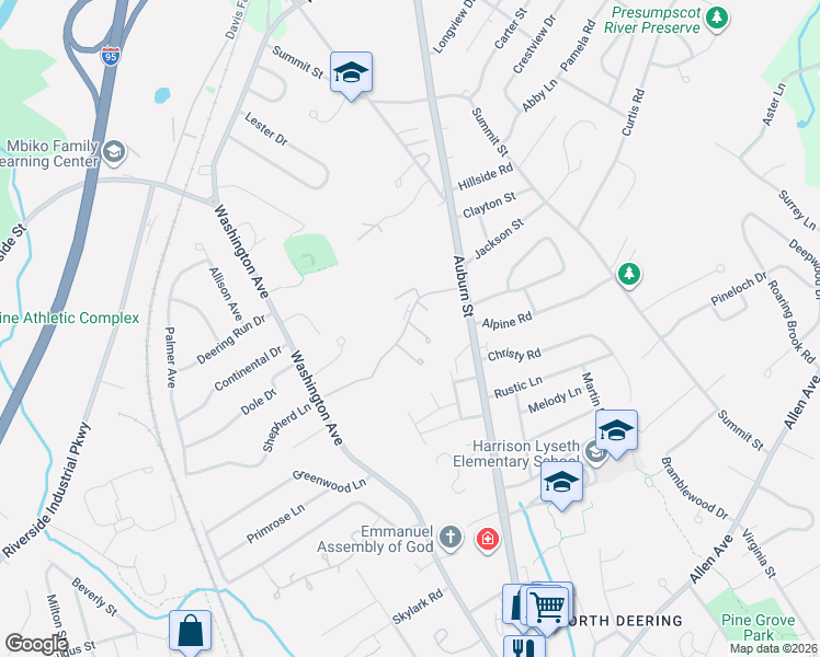 map of restaurants, bars, coffee shops, grocery stores, and more near 24 Parsons Pond Drive in Portland