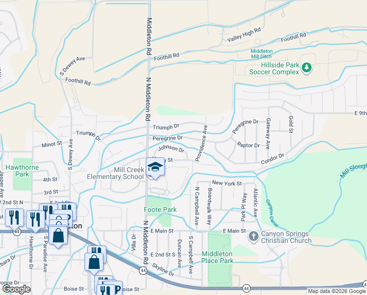 map of restaurants, bars, coffee shops, grocery stores, and more near 970 Johnson Drive in Middleton