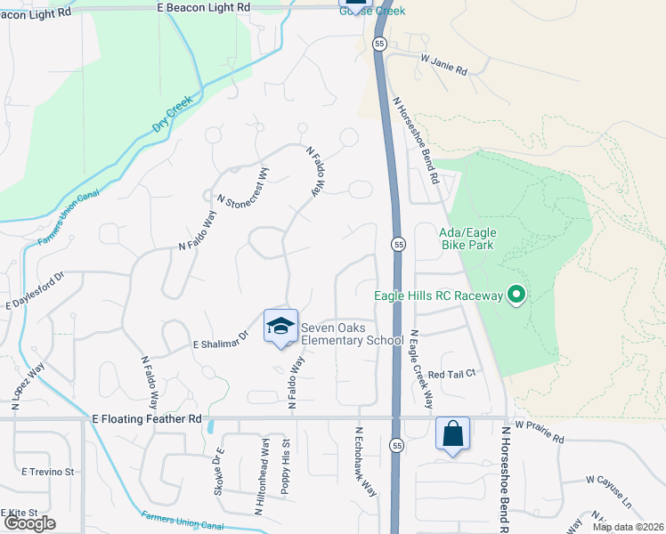 map of restaurants, bars, coffee shops, grocery stores, and more near 2576 East Greenbrook Drive in Eagle