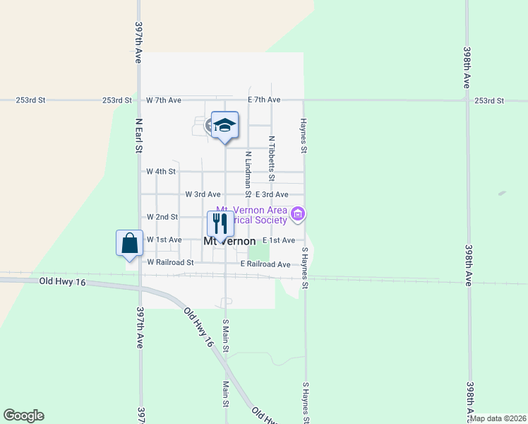 map of restaurants, bars, coffee shops, grocery stores, and more near 201-299 East 2nd Avenue in Mount Vernon