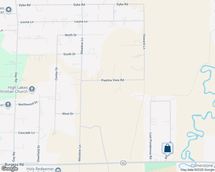 map of restaurants, bars, coffee shops, grocery stores, and more near 16255 Paulina View Road in La Pine