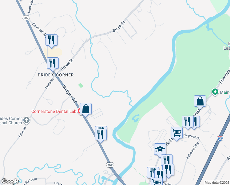 map of restaurants, bars, coffee shops, grocery stores, and more near 40 Villa Road in Westbrook