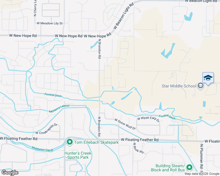 map of restaurants, bars, coffee shops, grocery stores, and more near 2050 North Brandon Road in Star