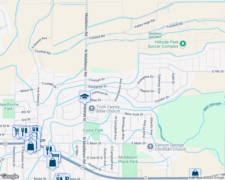 map of restaurants, bars, coffee shops, grocery stores, and more near 749 Providence Avenue in Middleton