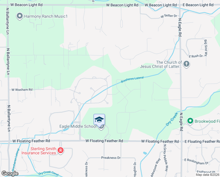 map of restaurants, bars, coffee shops, grocery stores, and more near 1810 North Valle Bello Way in Eagle