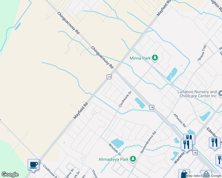 map of restaurants, bars, coffee shops, grocery stores, and more near in Brampton