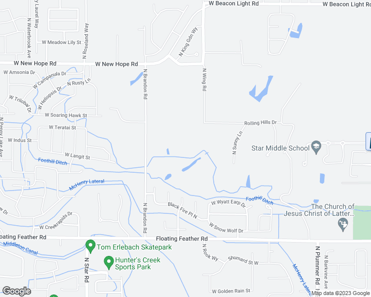 map of restaurants, bars, coffee shops, grocery stores, and more near 2203 N Sunny Ln in Star