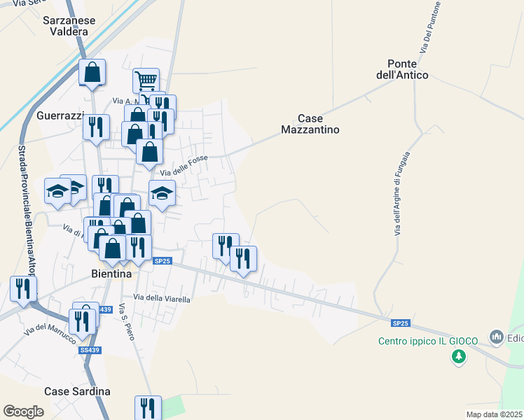 map of restaurants, bars, coffee shops, grocery stores, and more near 31A Via delle Croci in Bientina