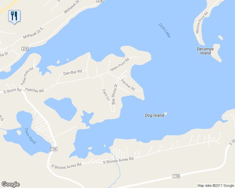 map of restaurants, bars, coffee shops, grocery stores, and more near 131 Bay Shore Rd in Old Forge