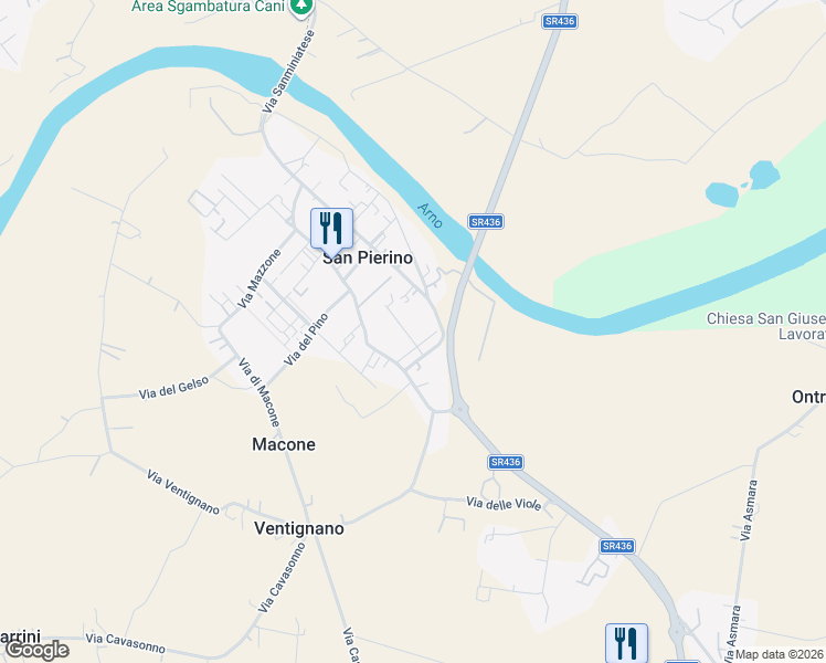 map of restaurants, bars, coffee shops, grocery stores, and more near 146 Via Sanminiatese in San Pierino