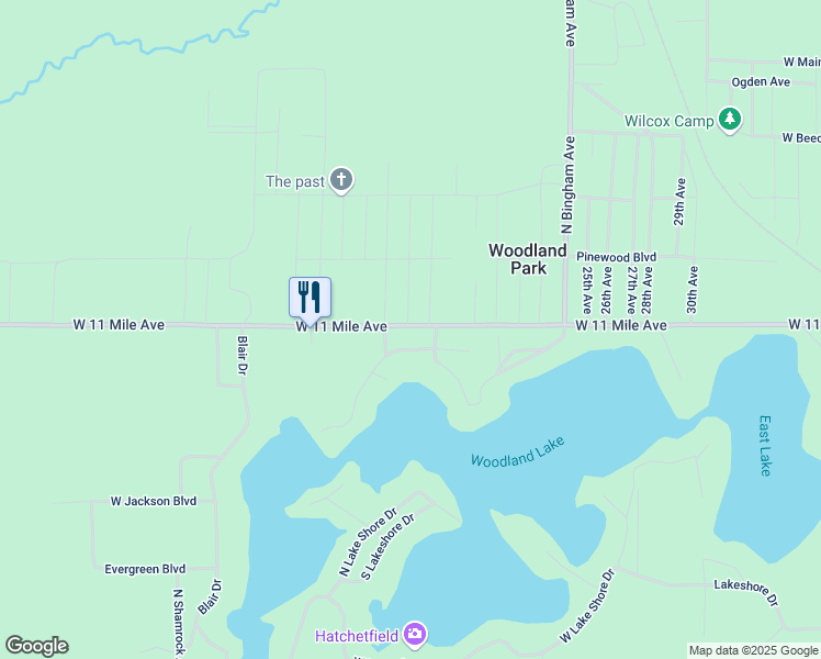 map of restaurants, bars, coffee shops, grocery stores, and more near 2614 West 11 Mile Avenue in Bitely