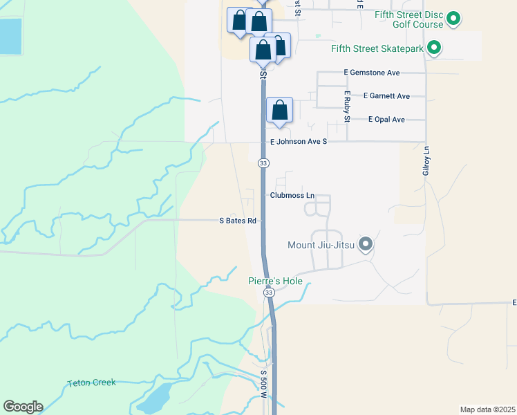map of restaurants, bars, coffee shops, grocery stores, and more near 631 Idaho 33 in Driggs