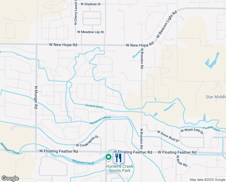 map of restaurants, bars, coffee shops, grocery stores, and more near 11100 West Floating Feather Road in Star