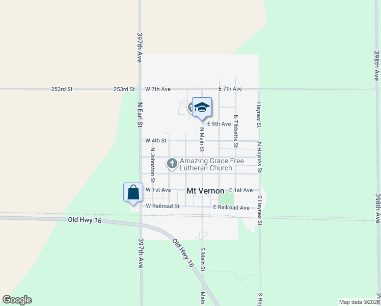 map of restaurants, bars, coffee shops, grocery stores, and more near 306 North Cotton Street in Mount Vernon